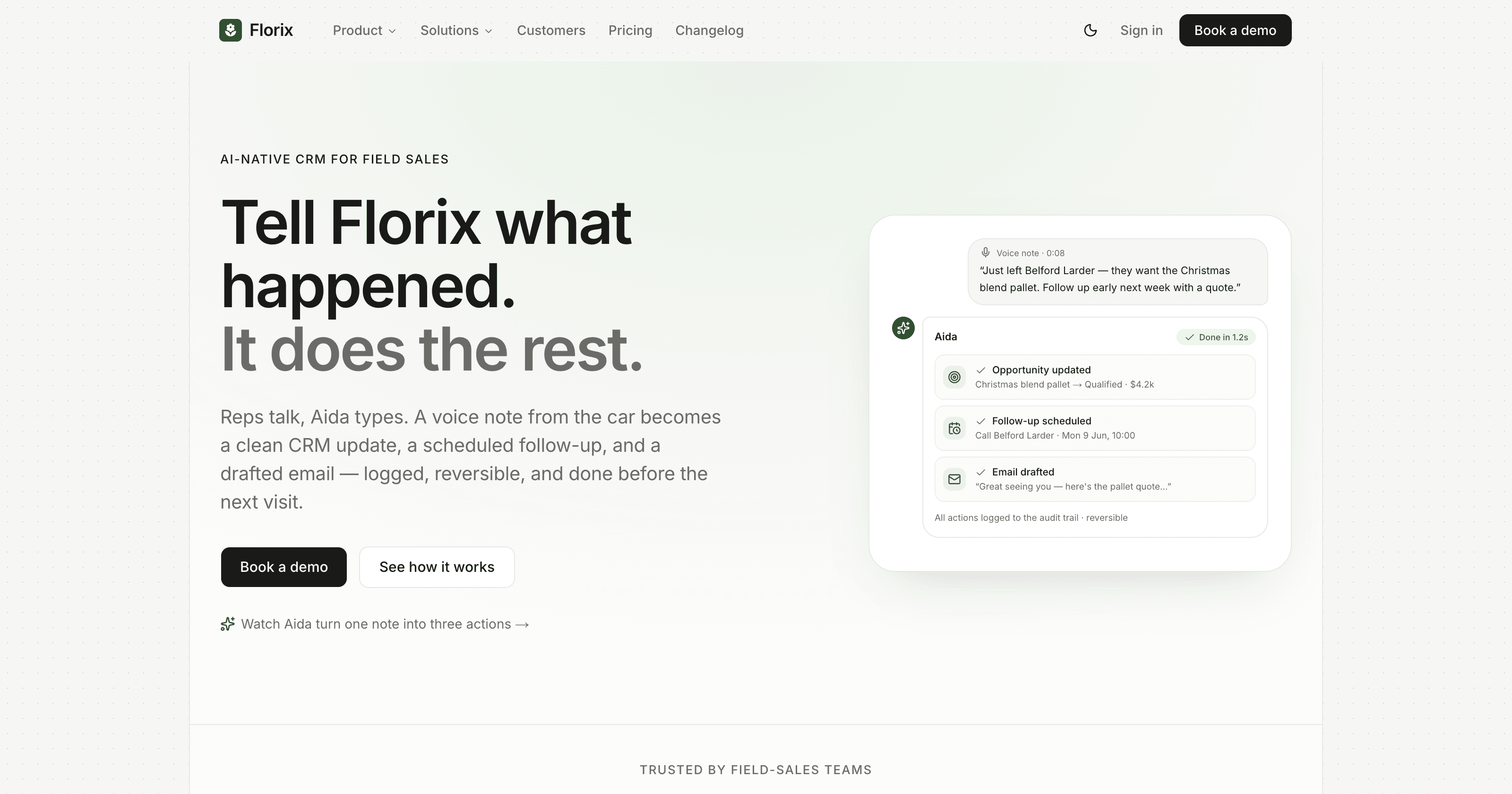 Florix, AI CRM for field sales